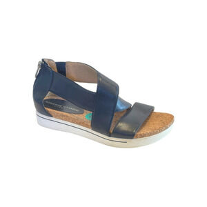 Adrienne Vittadini Sport Sandals Claud Wedge Flatform Navy Blue Women's Size 8M